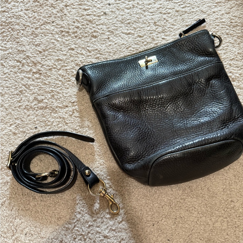 J. Crew Black Leather OG Brompton Bucket Bag